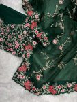 FASHIONABLE ORGANZA SEQUENCE EMBROIDERY WORK SAREE WITH UNSTITCHED BLOUSE PARTY WEAR WHOLESALE PRICE ETHNIC GARMENT (3)