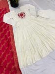 FASHIONABLE ROMAN SILK EMBROIDERY SEQUENCE WORK GOWN BOTTOM WITH DUPATTA FESTIVE WEAR WHOLESALE PRICE ETHNIC GARMENT (15)