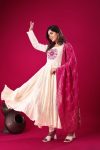 FASHIONABLE ROMAN SILK EMBROIDERY SEQUENCE WORK GOWN BOTTOM WITH DUPATTA FESTIVE WEAR WHOLESALE PRICE ETHNIC GARMENT (15)