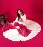 FASHIONABLE ROMAN SILK EMBROIDERY SEQUENCE WORK GOWN BOTTOM WITH DUPATTA FESTIVE WEAR WHOLESALE PRICE ETHNIC GARMENT (15)