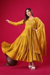 FASHIONABLE ROMAN SILK EMBROIDERY SEQUENCE WORK GOWN BOTTOM WITH DUPATTA PARTY WEAR WHOLESALE PRICE ETHNIC GARMENT (14)
