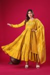 FASHIONABLE ROMAN SILK EMBROIDERY SEQUENCE WORK GOWN BOTTOM WITH DUPATTA PARTY WEAR WHOLESALE PRICE ETHNIC GARMENT (14)