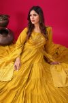 FASHIONABLE ROMAN SILK EMBROIDERY SEQUENCE WORK GOWN BOTTOM WITH DUPATTA PARTY WEAR WHOLESALE PRICE ETHNIC GARMENT (14)