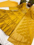 FASHIONABLE ROMAN SILK EMBROIDERY SEQUENCE WORK GOWN BOTTOM WITH DUPATTA PARTY WEAR WHOLESALE PRICE ETHNIC GARMENT (14)