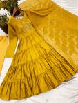 FASHIONABLE ROMAN SILK EMBROIDERY SEQUENCE WORK GOWN BOTTOM WITH DUPATTA PARTY WEAR WHOLESALE PRICE ETHNIC GARMENT (14)
