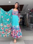 FASHIONABLE TABBY SILK DIGITAL PRINTED GOWN BOTTOM WITH DUPATTA PARTY WEAR WHOLESALE PRICE ETHNIC GARMENT (4)