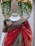 FASHIONABLE TWILL NET THREAD SEQUENCE WORK SAREE WITH UNSTITCHED BLOUSE PARTY WEAR WHOLESALE PRICE ETHNIC GARMENT (8)