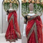FASHIONABLE TWILL NET THREAD SEQUENCE WORK SAREE WITH UNSTITCHED BLOUSE PARTY WEAR WHOLESALE PRICE ETHNIC GARMENT (8)