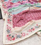 FASHIONABLE VICHITRA SILK DIGITAL PRINTED EMBROIDERY THREAD WORK SAREE WITH UNSTITCHED BLOUSE PARTY WEAR WHOLESALE PRICE ETHNIC GARMENT (3)