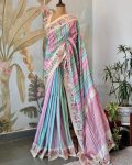 FASHIONABLE VICHITRA SILK DIGITAL PRINTED EMBROIDERY THREAD WORK SAREE WITH UNSTITCHED BLOUSE PARTY WEAR WHOLESALE PRICE ETHNIC GARMENT (3)