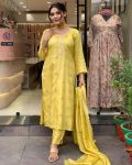 FASHIONABLE VISCOSE JACQUARD EMBROIDERY WORK TOP BOTTOM WITH DUPATTA PARTY WEAR WHOLESALE PRICE ETHNIC GARMENT (6)