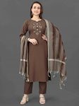 FORMAL WEAR COTTON EMBROIDERY WORK TOP BOTTOM WITH DUPATTA FESTIVE WEAR WHOLESALE PRICE ETHNIC GARMENT (6)