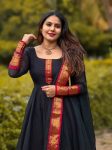 LATEST CHANDERI JACQUARD WEAVING ZARI BORDER WORK GOWN WITH DUPATTA FESTIVE WEAR WHOLESALE PRICE ETHNIC GARMENT (2)
