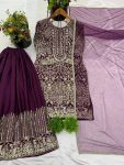 LATEST CHINON SILK EMBROIDERY SEQUENCE AND MOTI WORK TOP PALAZZO WITH DUPATTA PARTY WEAR WHOLESALE PRICE ETHNIC GARMENT (1)
