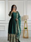 LATEST CHINON SILK EMBROIDERY SEQUENCE WORK GOWN BOTTOM WITH DUPATTA PARTY WEAR WHOLESALE PRICE ETHNIC GARMENT (3)