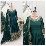 LATEST CHINON SILK EMBROIDERY SEQUENCE WORK GOWN BOTTOM WITH DUPATTA PARTY WEAR WHOLESALE PRICE ETHNIC GARMENT (3)