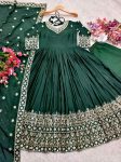 LATEST CHINON SILK EMBROIDERY SEQUENCE WORK GOWN BOTTOM WITH DUPATTA PARTY WEAR WHOLESALE PRICE ETHNIC GARMENT (3)