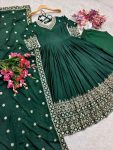 LATEST CHINON SILK EMBROIDERY SEQUENCE WORK GOWN BOTTOM WITH DUPATTA PARTY WEAR WHOLESALE PRICE ETHNIC GARMENT (3)