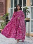 LATEST COTTON DIGITAL PRINTED GOWN BOTTOM WITH DUPATTA  PINK