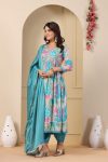 LATEST COTTON SOFT MUSLIN DIGITAL PRINTED WITH EMBROIDERY THREAD WORK AND LACE BORDER WORK GOWN BOTTOM WITH DUPATTA PARTY WEAR WHOLESALE PRICE ETHNIC GARMENT (4)