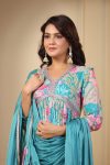 LATEST COTTON SOFT MUSLIN DIGITAL PRINTED WITH EMBROIDERY THREAD WORK AND LACE BORDER WORK GOWN BOTTOM WITH DUPATTA PARTY WEAR WHOLESALE PRICE ETHNIC GARMENT (4)