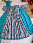 LATEST COTTON SOFT MUSLIN DIGITAL PRINTED WITH EMBROIDERY THREAD WORK AND LACE BORDER WORK GOWN BOTTOM WITH DUPATTA PARTY WEAR WHOLESALE PRICE ETHNIC GARMENT (4)