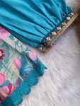 LATEST COTTON SOFT MUSLIN DIGITAL PRINTED WITH EMBROIDERY THREAD WORK AND LACE BORDER WORK GOWN BOTTOM WITH DUPATTA PARTY WEAR WHOLESALE PRICE ETHNIC GARMENT (4)