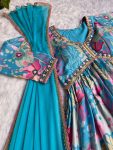 LATEST COTTON SOFT MUSLIN DIGITAL PRINTED WITH EMBROIDERY THREAD WORK AND LACE BORDER WORK GOWN BOTTOM WITH DUPATTA PARTY WEAR WHOLESALE PRICE ETHNIC GARMENT (4)