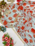 LATEST GEORGETTE DIGITAL PRINTED LEHENGA SAREE WITH ATTACHED DUPATTA STITCHED BLOUSE AND EMBROIDED WAIST BELT FESTIVE WEAR WHOLESALE PRICE ETHNIC GARMENT (2)