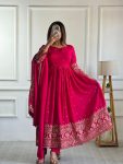 LATEST VICHITRA SILK EMBROIDERY SEQUENCE WORK GOWN BOTTOM WITH DUPATTA  RANI