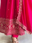 LATEST VICHITRA SILK EMBROIDERY SEQUENCE WORK GOWN BOTTOM WITH DUPATTA FESTIVE WEAR WHOLESALE PRICE ETHNIC GARMENT (2)