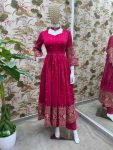 LATEST VICHITRA SILK EMBROIDERY SEQUENCE WORK GOWN BOTTOM WITH DUPATTA FESTIVE WEAR WHOLESALE PRICE ETHNIC GARMENT (2)