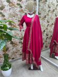 LATEST VICHITRA SILK EMBROIDERY SEQUENCE WORK GOWN BOTTOM WITH DUPATTA FESTIVE WEAR WHOLESALE PRICE ETHNIC GARMENT (2)