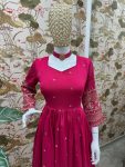 LATEST VICHITRA SILK EMBROIDERY SEQUENCE WORK GOWN BOTTOM WITH DUPATTA FESTIVE WEAR WHOLESALE PRICE ETHNIC GARMENT (2)