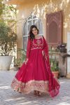 MOST PICKED BLOOMING GEORGETTE EMBROIDERY SEQUENCE WORK GOWN WITH DUPATTA PARTY WEAR WHOLESALE PRICE ETHNIC GARMENT (27)