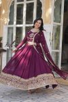 MOST PICKED BLOOMING GEORGETTE EMBROIDERY SEQUENCE WORK GOWN WITH DUPATTA PARTY WEAR WHOLESALE PRICE ETHNIC GARMENT (23)