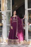 MOST PICKED BLOOMING GEORGETTE EMBROIDERY SEQUENCE WORK GOWN WITH DUPATTA PARTY WEAR WHOLESALE PRICE ETHNIC GARMENT (23)