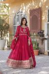 MOST PICKED BLOOMING GEORGETTE EMBROIDERY SEQUENCE WORK GOWN WITH DUPATTA PARTY WEAR WHOLESALE PRICE ETHNIC GARMENT (27)