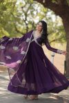 MOST PICKED BLOOMING GEORGETTE EMBROIDERY ZARI SEQUENCE WORK ALIA CUT GOWN WITH DUPATTA PARTY WEAR WHOLESALE PRICE ETHNIC GARMENT (7)