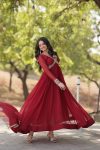 MOST PICKED BLOOMING GEORGETTE EMBROIDERY ZARI SEQUENCE WORK ALIA CUT GOWN WITH DUPATTA PARTY WEAR WHOLESALE PRICE ETHNIC GARMENT (3)