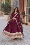 MOST PICKED BLOOMING GEORGETTE EMBROIDERY ZARI SEQUENCE WORK GOWN WITH DUPATTA PARTY WEAR WHOLESALE PRICE ETHNIC GARMENT (12)
