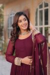 MOST PICKED BLOOMING GEORGETTE EMBROIDERY ZARI SEQUENCE WORK GOWN WITH DUPATTA PARTY WEAR WHOLESALE PRICE ETHNIC GARMENT (12)