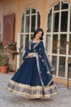 MOST PICKED BLOOMING GEORGETTE EMBROIDERY ZARI SEQUENCE WORK GOWN WITH DUPATTA PARTY WEAR WHOLESALE PRICE ETHNIC GARMENT (3)