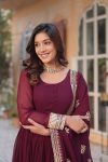 MOST PICKED BLOOMING GEORGETTE EMBROIDERY ZARI SEQUENCE WORK GOWN WITH DUPATTA PARTY WEAR WHOLESALE PRICE ETHNIC GARMENT (12)