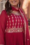 MOST PICKED BLOOMING GEORGETTE ZARI SEQUENCE EMBROIDERY WORK GOWN WITH DUPATTA PARTY WEAR WHOLESALE PRICE ETHNIC GARMENT (16)