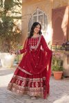 MOST PICKED BLOOMING GEORGETTE ZARI SEQUENCE EMBROIDERY WORK GOWN WITH DUPATTA PARTY WEAR WHOLESALE PRICE ETHNIC GARMENT (11)