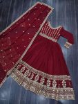 MOST PICKED BLOOMING GEORGETTE ZARI SEQUENCE EMBROIDERY WORK GOWN WITH DUPATTA PARTY WEAR WHOLESALE PRICE ETHNIC GARMENT (11)