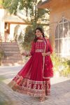 MOST PICKED BLOOMING GEORGETTE ZARI SEQUENCE EMBROIDERY WORK GOWN WITH DUPATTA PARTY WEAR WHOLESALE PRICE ETHNIC GARMENT (16)
