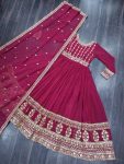 MOST PICKED BLOOMING GEORGETTE ZARI SEQUENCE EMBROIDERY WORK GOWN WITH DUPATTA PARTY WEAR WHOLESALE PRICE ETHNIC GARMENT (16)