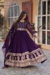 MOST PICKED BLOOMING GEORGETTE ZARI SEQUENCE EMBROIDERY WORK GOWN WITH DUPATTA PARTY WEAR WHOLESALE PRICE ETHNIC GARMENT (3)